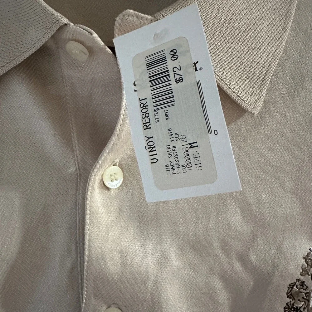 Slazenger Polo Shirt Mens Medium Tan New Vinoy Club 1925 Crest Cotton Pique - Picture 4 of 6